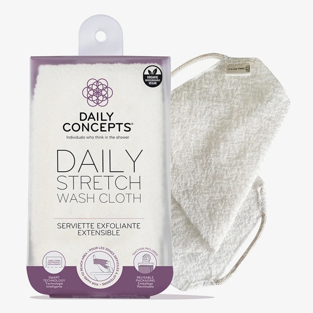 🆕 Daily Concepts Daily Stretch Wash Cloth in White with Handles (17" X 7" X .3")